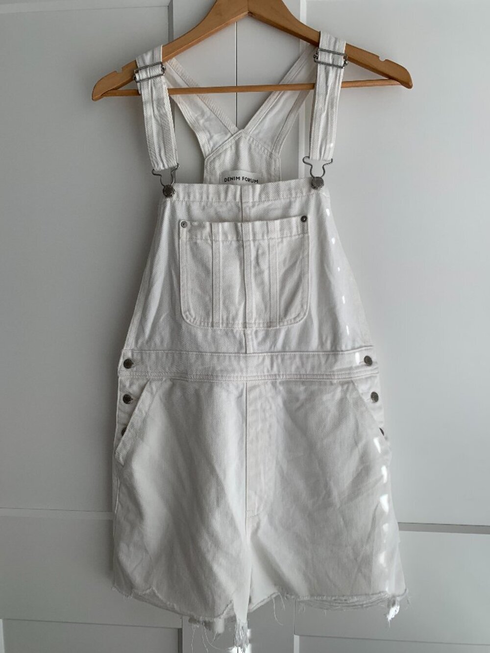 Denim Forum the 90's Silvie Baggy shortall white women's size M